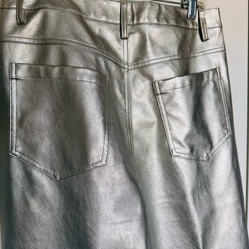 SILVER FAUX Leather Jeans